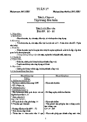 Kế hoạch dạy học tuần 17 lớp 1 - Năm học 2015-2016